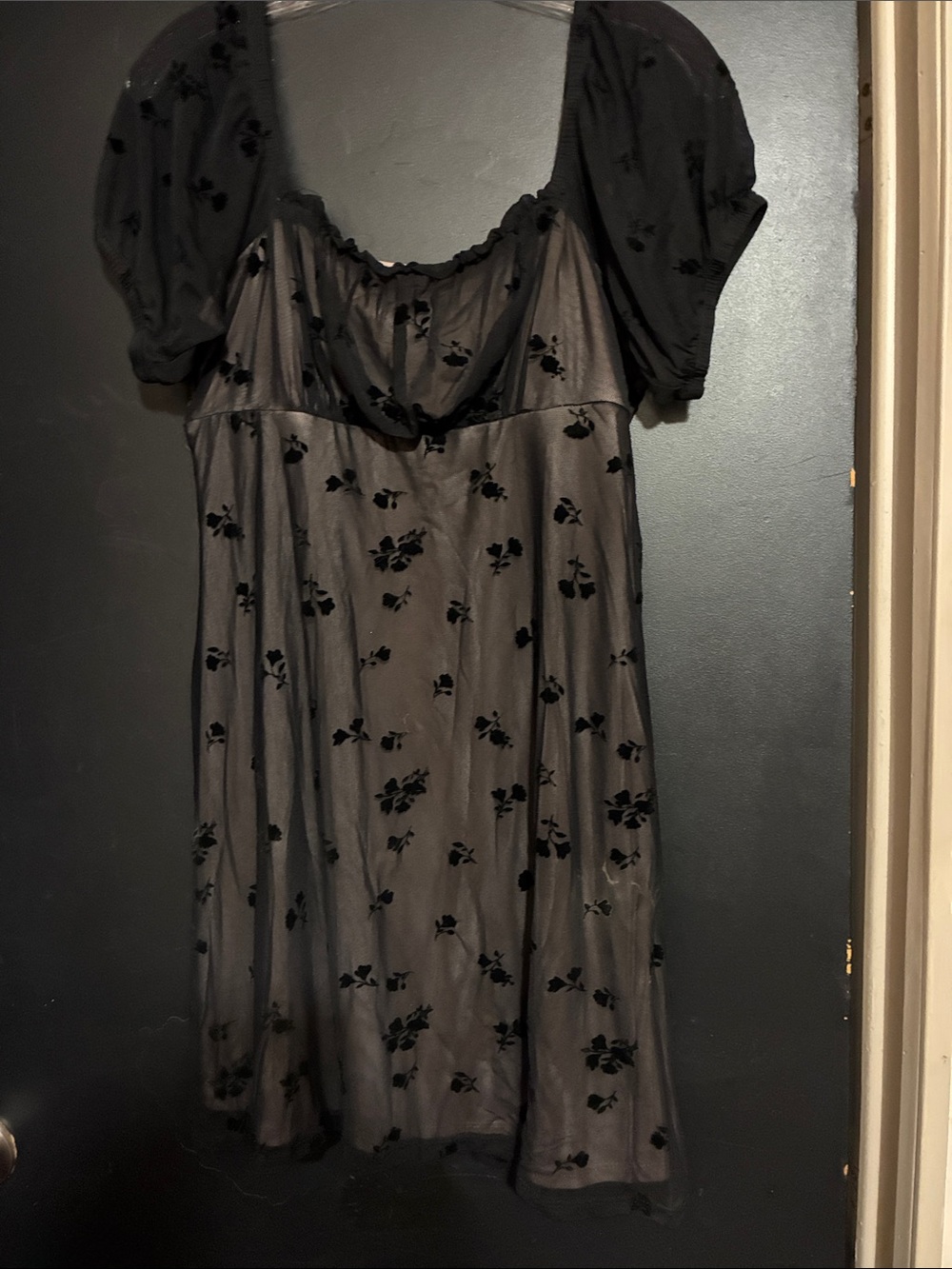 Rewind Black Floral Mesh Mini Dress